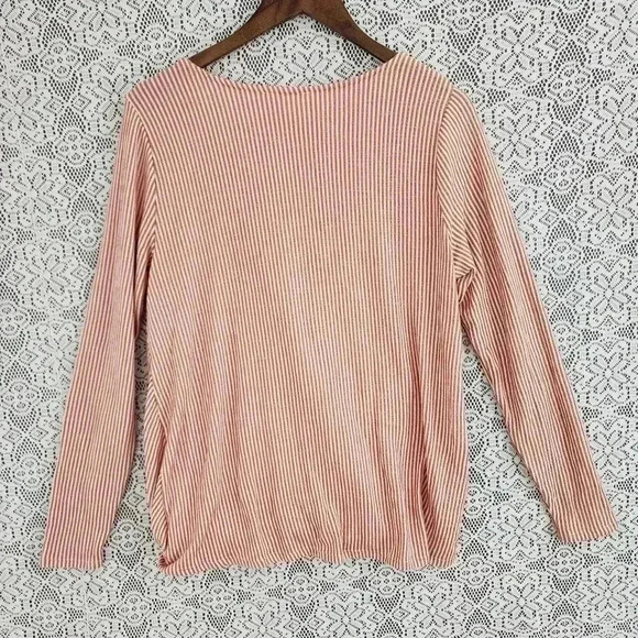 Blu Pepper Wrap Striped Long sleeve Blouse M - Picture 2 of 8